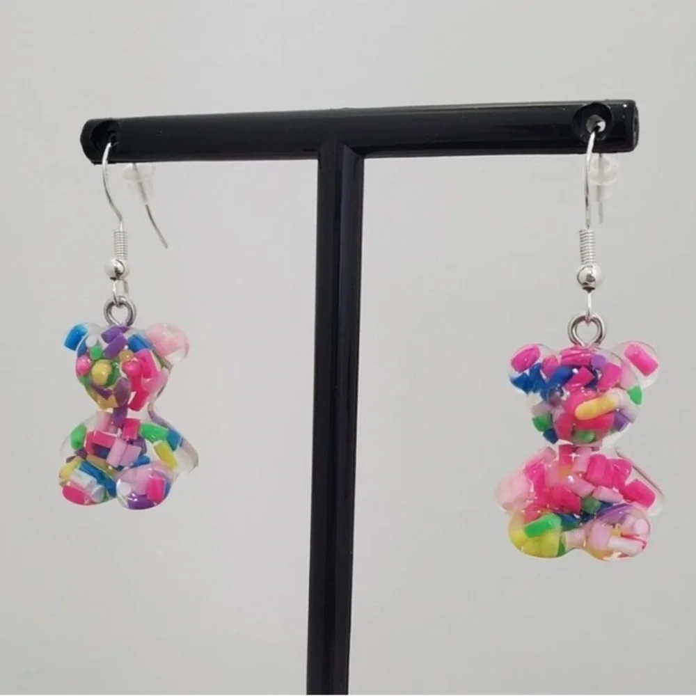 NWT - Sprinkle Candy Rainbow Resin 3D Earrings Set
